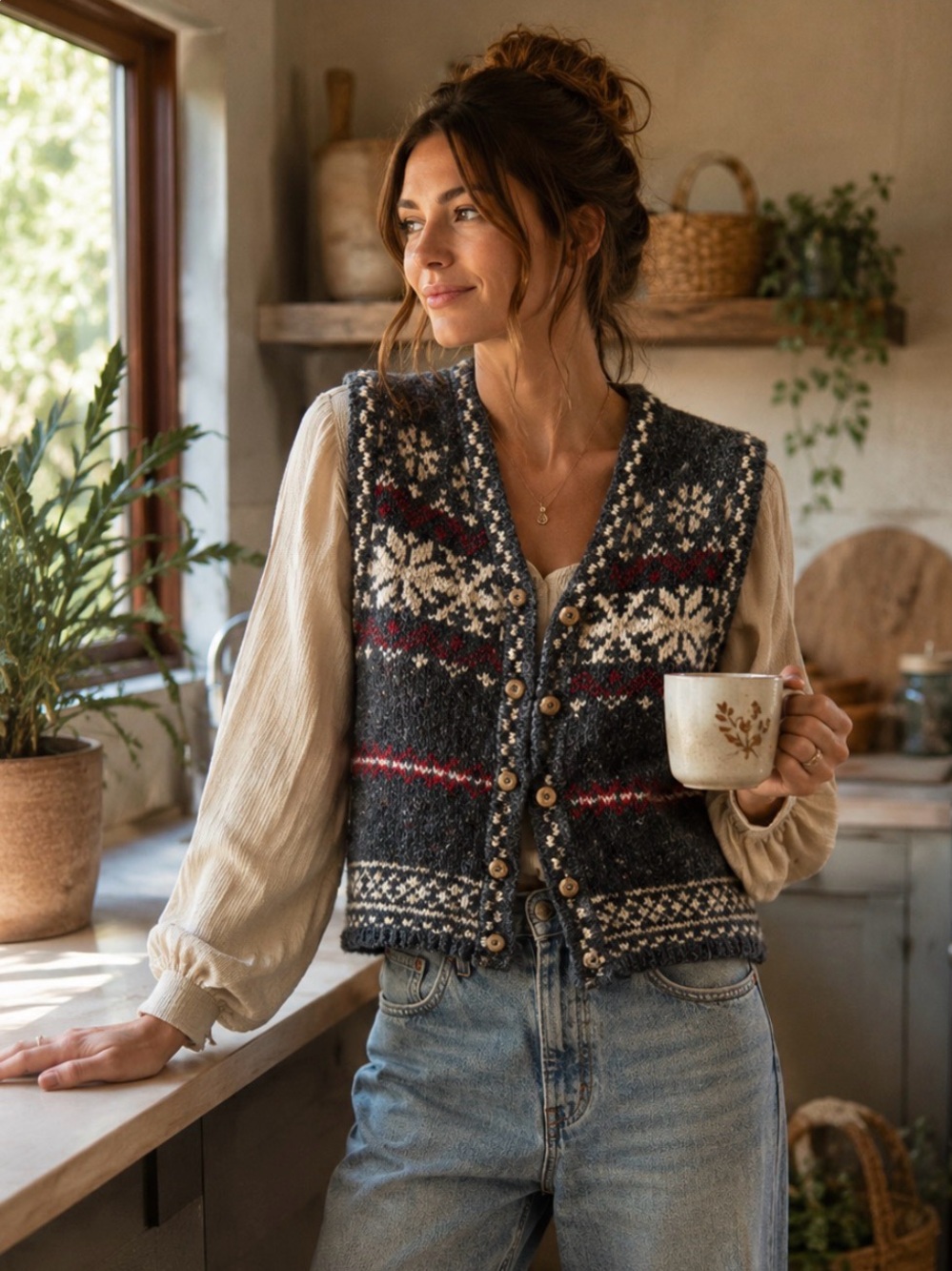St. John's Bay Gray Wool Blend Chunky Knit - XL - Granola, Hippie, Natural - Picture 1 of 11